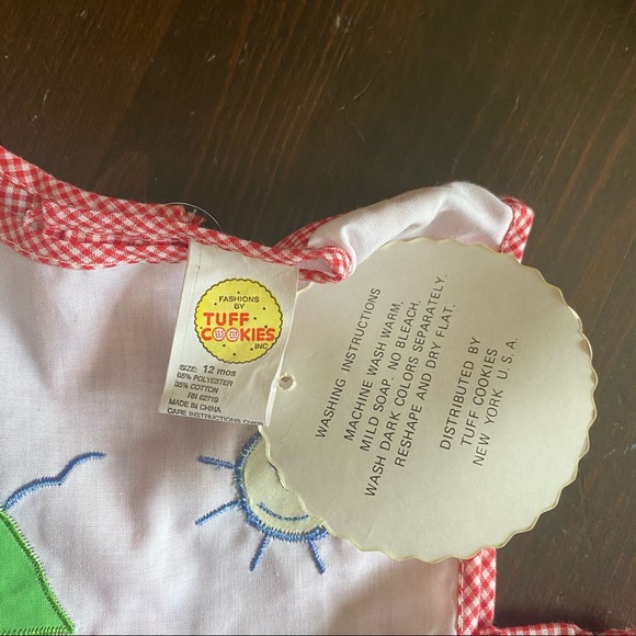 Tuff cookies gingham pattern red jumper dress with bloomers NWT vintage 12 month - Picture 5 of 8